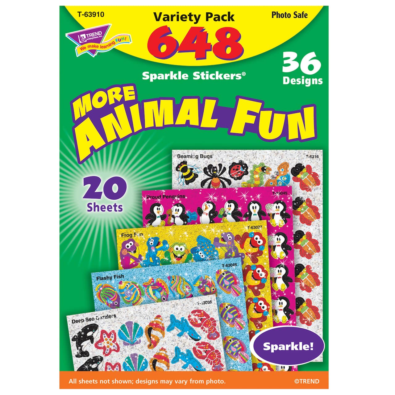 TREND Enterprises® Sparkle Stickers® Animal Fun Sticker Sheets, 20ct.